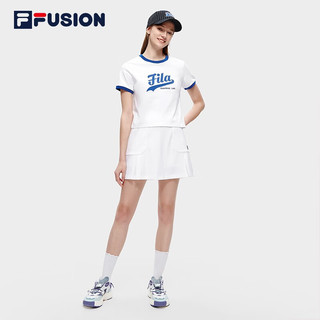 斐乐（FILA）FUSION潮牌女子短袖T恤2023夏季新款时尚棒球运动短袖衫 标准白-WT 160/80A/S