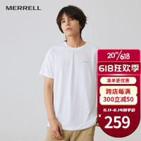 迈乐（Merrell）速干t恤男士户外跑步健身训练吸湿排汗透气弹力宽松舒适短袖上衣 MC2239003-1白色 XL