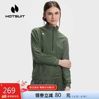 HOTSUIT后秀套头卫衣女长袖运动休闲时尚舒适立领半开襟上衣