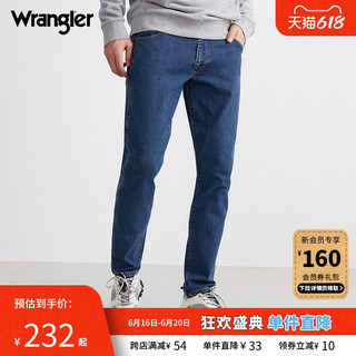 Wrangler威格812Larston修身中腰小脚显瘦上班通勤百搭男士牛仔裤 中蓝色洗水 34/32