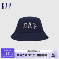 Gap 盖璞 女装夏季2023新款LOGO时尚平顶渔夫帽休闲帽542763潮流遮阳帽 海军蓝 ONESIZE