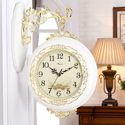 Hense 汉时 客厅双面挂钟欧式挂表时尚创意钟表现代两面时钟石英钟表HDS02