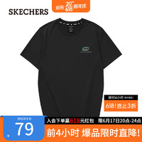 SKECHERS 斯凯奇 简约透气针织百搭情侣运动上衣L223U046 碳黑/0018 L