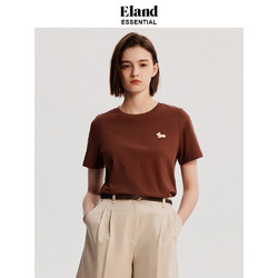 E·LAND 衣恋 Eland衣恋短袖t恤女夏季多色休闲柯基刺绣短袖女简约上衣23夏新款