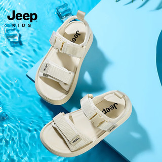 Jeep吉普凉鞋儿童运动夏款夏季2023新款中大童软底防滑男孩男童沙滩鞋 卡其色 31码 鞋内长约19.8cm