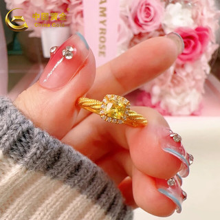中国黄金（CHINA GOLD）银戒指小方糖戒指女小众设计高级感可调节指环 小方糖戒指