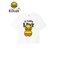 B.Duck小黄鸭童装亲子装男童短袖T恤夏装女童上衣洋气 白色（BF2201939）棉 110cm