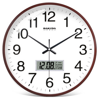 静音挂钟时尚挂表卧室客厅办公现代时钟表简约创意石英钟表电子钟 8英寸（直径20厘米） 银色