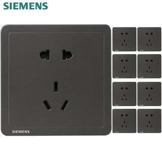 SIEMENS 西门子 Adela致典系列 5UB14143NC05 正五孔插座 金属黑 十只装