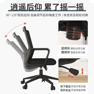 盛浪电脑椅子升降转椅职员椅会议椅人体工学椅网布座椅办公椅-无头枕
