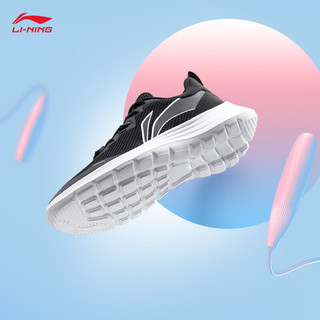 李宁（LI-NING）跑步鞋女鞋2023新款反光轻便休闲基础慢跑鞋运动鞋鞋子ARST090 黑色/标准白-1 35