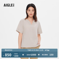 AIGLE艾高2023年夏季新品ACS23WSHI003女DFT速干吸湿排汗户外短袖衬衫 貂杏色 AK011 38(165/88A)