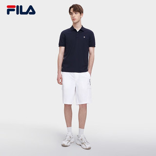 斐乐（FILA）官方男子针织短袖POLO衫2023夏季新款基础简约休闲上衣 传奇蓝-NV 170/92A/M