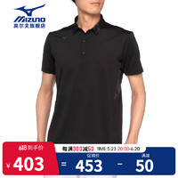 美津浓（MIZUNO）高尔夫服装 男士23新款夏季短袖 透气清凉POLO衫 golf运动排汗衫 E2MAA001-09 黑色 2XL