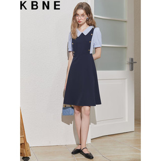 KBNE学院风简约衬衣式连衣裙女2023年夏季韩版时尚设计感女 蓝色 S