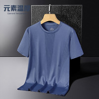 元素温度夏季冰丝速干体恤跑步运动休闲短袖上衣薄款圆领T恤 雾霾蓝（8901） 5XL（200-220斤）