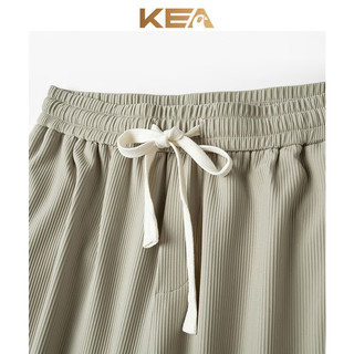 KEAKEA夏季杜邦弹力抽绳松紧休闲裤直筒垂感运动长裤宽松男士阔腿裤 绿色 S