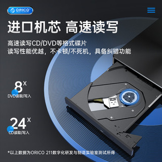 奥睿科（ORICO）蓝光刻录机外置光驱BD光盘4K读取播放器外接台式机USB/Type-C笔记本电脑支持100GB BRGU3-01