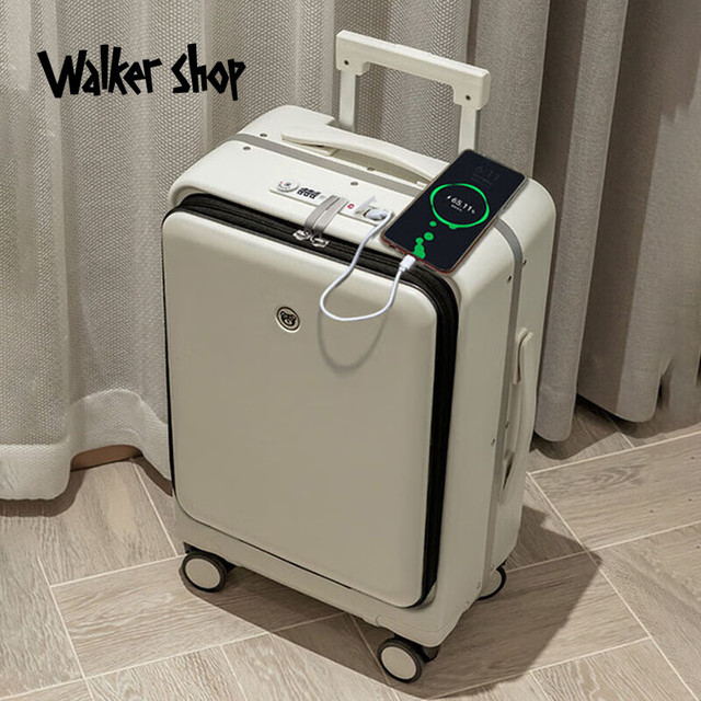 Walker Shop行李箱时尚轻便前开门万向轮旅行箱可登机充电接口大容量 