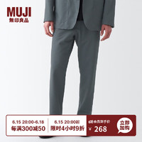 无印良品（MUJI）男式 易干弹力泡泡纱 无褶裤 AEG40A3S 裤子 长裤 休闲裤 炭灰色 L