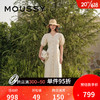 moussy 2023夏季新款纯色泡泡袖系带V领休闲连衣裙028GSZ30-0390 071浅米色 00001/S