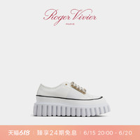 Roger Vivier/RV2023早秋新款女鞋Viv Go Thick钻扣帆布饼干鞋