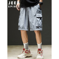 吉普（JEEP）短裤男2023夏季休闲裤男士五分裤工装裤子男裤沙滩裤男 蓝色 XL