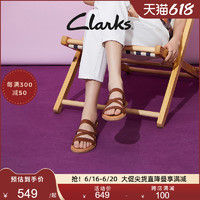 Clarks 其乐 女士夏季真皮时尚平底凉鞋柔韧耐磨罗马凉鞋女