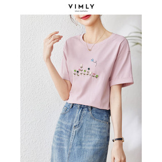 梵希蔓短袖t恤衫2023年夏装新款创意时尚宽松上衣女洋气减龄体恤 V9871 粉红色 S