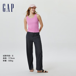Gap女装夏季2023新款无袖背心罗纹针织休闲上衣659464 樱花粉 170/108A(XL)
