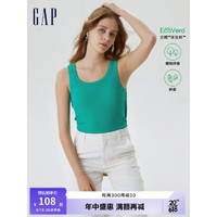 Gap女装夏季2023新款无袖背心罗纹针织休闲上衣659464 绿色 170/100A(L)