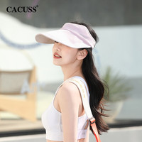 CACUSS防晒帽女户外遮阳帽双面冰丝运动空顶帽男士骑行太阳帽子KD230025 粉米