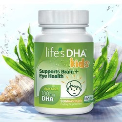 life's DHA 帝斯曼 儿童素食藻油DHA软胶囊 90粒2瓶的