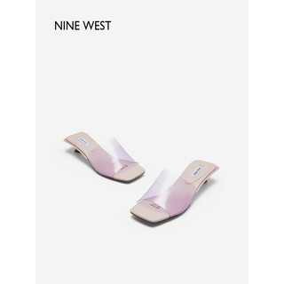 NINE WEST/玖熙拖鞋女2023夏季新款气质外穿透明条带小高跟凉拖女鞋 紫色 34