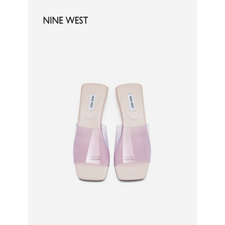 NINE WEST/玖熙拖鞋女2023夏季新款气质外穿透明条带小高跟凉拖女鞋 紫色 34