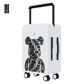 狼域（WOLFREALM）3D立体涂鸦高颜值旅行拉杆箱男20吋宽拉杆中置平衡行李箱女 LY-2119-10 3D黑白小熊 20英寸