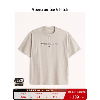 ABERCROMBIE & FITCH男装女装情侣 美式运动百搭印花Logo圆领短袖T恤 327034-1 浅棕色 S (175/92A)