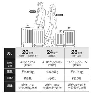 NINETYGO 90分 行李箱男女万向轮登机箱20英寸旅行箱商务大容量密码拉杆箱 湖光蓝 28英寸