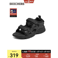 SKECHERS 斯凯奇 凉鞋沙滩鞋男女春秋季简约耐磨厚底魔术贴凉鞋 894065 父亲节礼物 全黑色/BBK 41