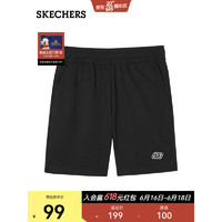 SKECHERS 斯凯奇 短裤男运动针织宽松舒适简约跑步训练裤L222M079/L122W057 男款/碳黑/L222M079-0018 175/78A/L