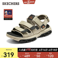 SKECHERS 斯凯奇 男子运动休闲凉鞋魔术贴露趾沙滩鞋210444父亲节礼物 棕褐色/TAN 41