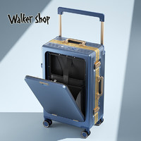 Walker Shop行李箱男宽拉杆行李箱前置开口拉杆箱多功能登机箱 石蓝 20寸