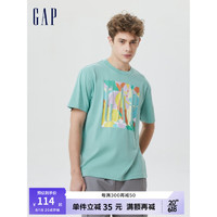 Gap男女装夏季2023新款LOGO短袖T恤670429运动休闲上衣 淡绿色 185/108A(XL)