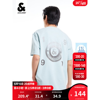 杰克·琼斯（JACK&JONES）新款夏季男装时尚休闲宽松圆领短袖男百搭舒适短袖T恤223201289 薄荷绿-C47 175/96A/M