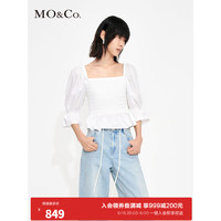 MO&Co.2023夏季新品UPF40+凉感防晒服抗菌碎花大方领泡泡袖上衣 本白色 XS/155
