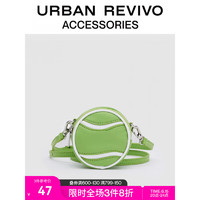 URBAN REVIVO2023夏季新款女撞色复古运动风网球包挂饰UAWA32240 黄绿 F