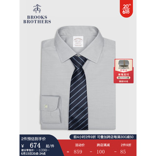 布克兄弟（BrooksBrothers）男士秋新Supima棉免烫超修身长袖正装衬衫 0007-灰色 16/4H