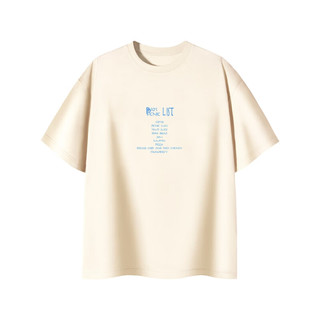 PSO Brand一起野餐吧 32支230克双纱精梳针织圆领短袖T恤男夏季 象牙白 White XS