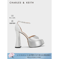 CHARLES&KEITH春季SL1-60280434婚礼系列高跟腕带凉鞋女 Silver银色 35