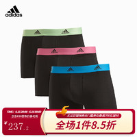 ADIDAS/阿迪达斯男士速干舒适弹力棉质防摩擦结构平角内裤3条装 黑&黄/红 XL